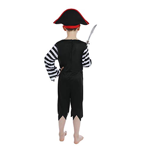 SPUNICOS Children's Pirate Costume with Pirate Hat,Eyepatch,Pirate Cutlass Kids Small(4-6)