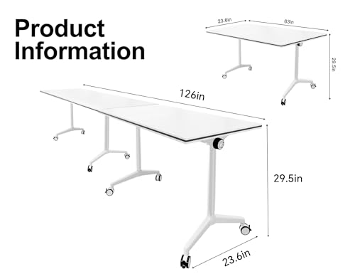 Conference Table 10.5FT Folding Office Computer Desk for Meeting Room, Conference Room Table for 8 People, Study Writing P...