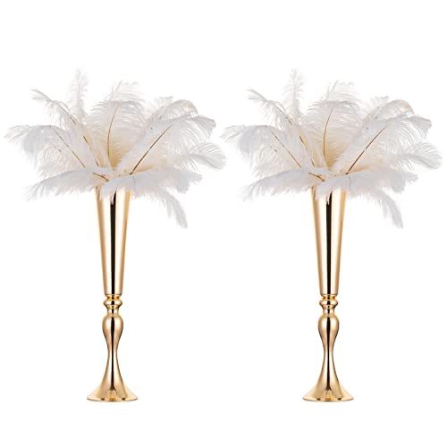 NUPTIO Gold Tall Centerpiece Table: 21.9" Trumpet Vases for Wedding Metal Flower Stand for Party Decorations Set of 2