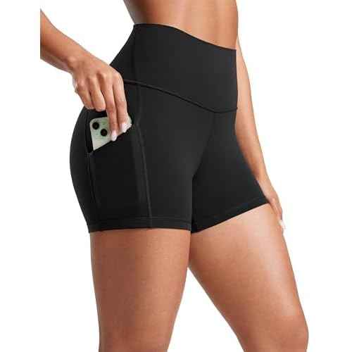 CRZ YOGA Womens Butterluxe Biker Shorts with Pockets 3 Inches - High Waisted Volleyball Workout Athletic Yoga