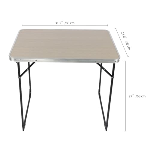 J&V TEXTILES Rectangle Portable Folding Table with Handle (Driftwood, 2.63 Feet)