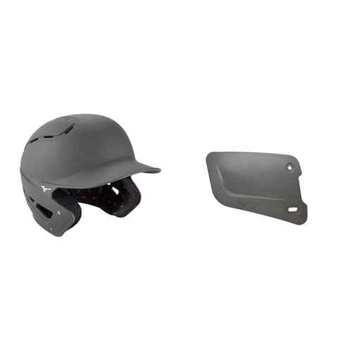Bundle of Mizuno B6 Youth Baseball Batting Helmet, Grey, Youth One Size + Mizuno Batters Face Protector, Grey, Right Hand Batter