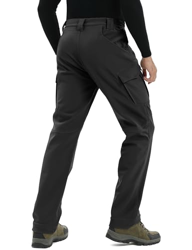 TACVASEN Men's Winter Work Pants Fleece Lined Tactical Snow Ski Pant Waterproof Insulated Cargo Hiking Trousers 9 Pocket