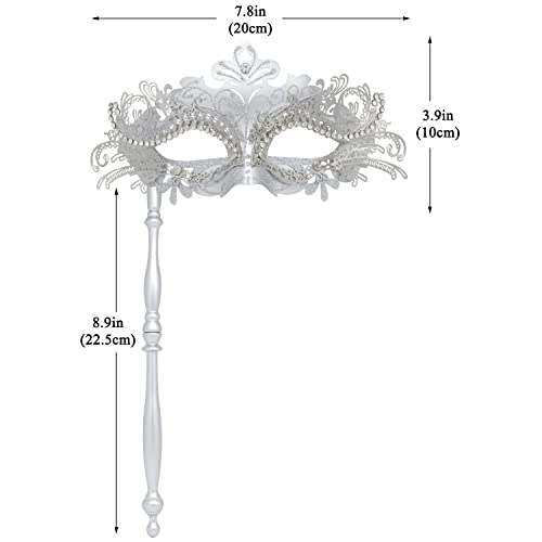 Coddsmz Masquerade Mask with Stick Venetian Mask Mardi Gras Decorations for Womens Halloween Costume Mask
