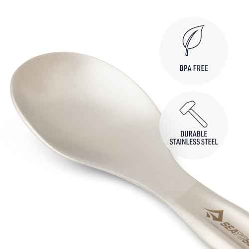 Sea to Summit Detour Stainless Steel Camp Cutlery Set, 2 Person (2 Knives, Forks, Spoons, w/Silicone Keeper)