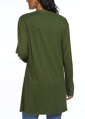 Womens Casual Lightweight with Pocketes Long Sleeve Open Front Cardigan