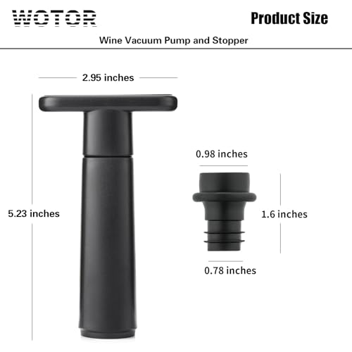 WOTOR Wine Saver Vacuum Pump with 4 Stoppers, Wine Stopper & Preserver, Reusable Bottle Sealer Keeps Fresh, Ideal Accessor...