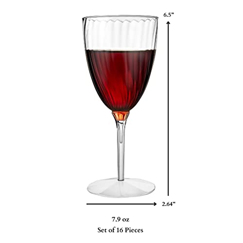 Lillian Tablesettings Premium 16 Count Wine Glasses 8 oz. Clear Hard Plastic 1-Piece Disposable Cups