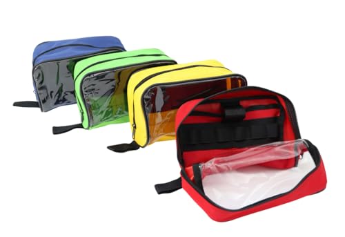Lightning X Products Color Coded First Aid Medical Kit Accessory Pouches - Zippered Bag With Transparent Window - Set of 4...