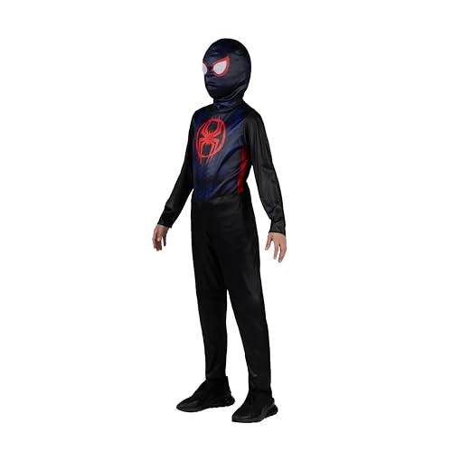 Marvel Miles Morales Official Youth Halloween Costume - Printed Jumpsuit with Fabric Mask