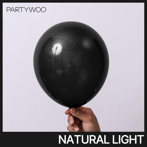 PartyWoo Black Balloons 100 pcs 10 Inch Matte Black Latex Helium Balloons for Graduation Halloween New Year Anniversary Bi...