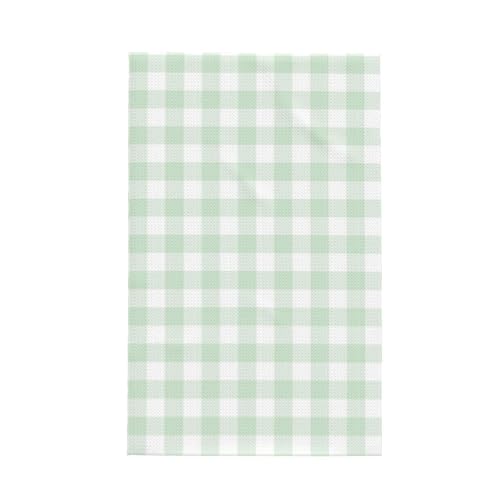 Novastar Kitchen Towels - Soft Absorbent Quick Towels for Kitchen Drying, Light Green White Checkered Print Drying Dish Hand Towel for Home Decor with Lanyard