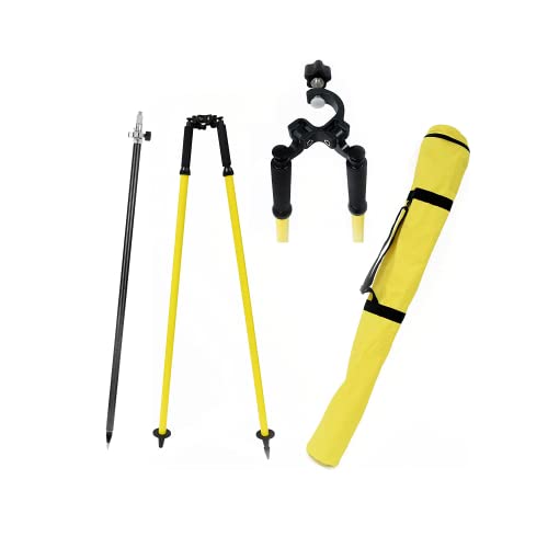 AdirPro 8.5-Foot Carbon Fiber Prism Pole with Fixed Adapter, & Adir Aluminum Bipod with Thumb Screw Head for GPS Rover Pol...