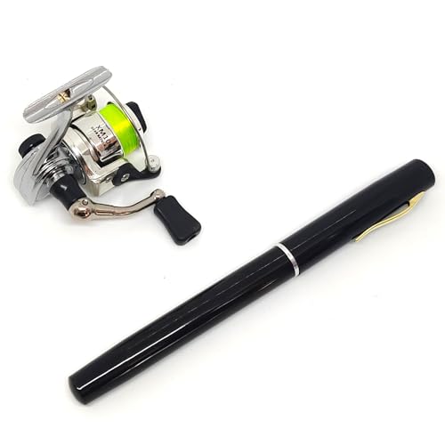 Portable Small Pen Fishing Rod and All Metal Spinning Reel Combo, 38inches Pocket Mini Telescopic Fishing Pole Kit for Riv...