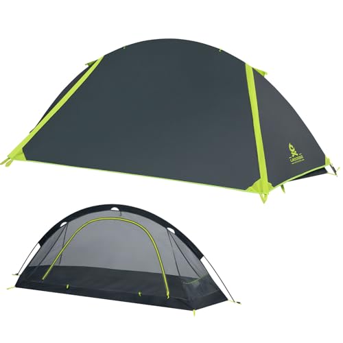 1 Person Backpacking Tent for Camping – Waterproof Windproof Camping Tents, Lightweight Single Pole Tent for Motorcycle, H...