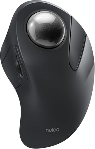 Nulea Wireless Ergonomic Trackball Mouse, Rechargeable, Bluetooth Rollerball Mouse, 44mm Index Finger Trackball, 5 Adjusta...