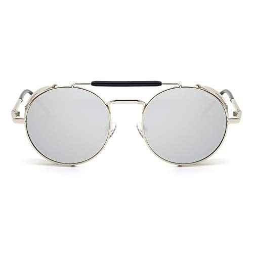 RONSOU Steampunk Style Round Vintage Polarized Sunglasses Retro Eyewear UV400 Protection Matel Frame