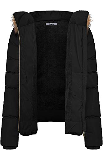 BodiLove Women's Fur Hooded Thickened Jacket with Fleece Lining