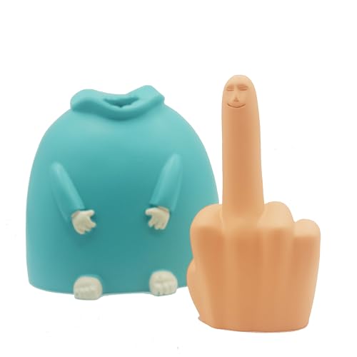 Junwait Funny Smiling Middle Finger Statue Ornaments, Novelty Resin Finger Man Sculpture Decorations, Quirky Middle Finger...