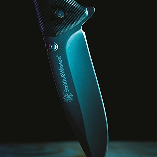 Smith & Wesson Velocite 7.75in High Carbon S.S. Assisted Folding Knife with 3.5in Clip Point Blade and Polymer Handle for ...