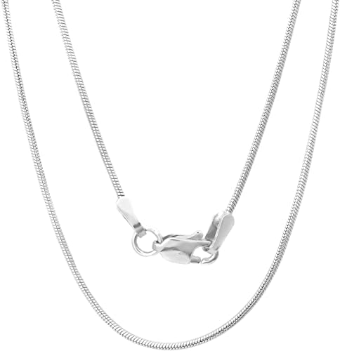 ARGENTO REALE 925 sterling silver necklace 1MM- 2MM Round Snake Chain Necklace- Solid Sterling Silver Chain For Pendants, Flexib