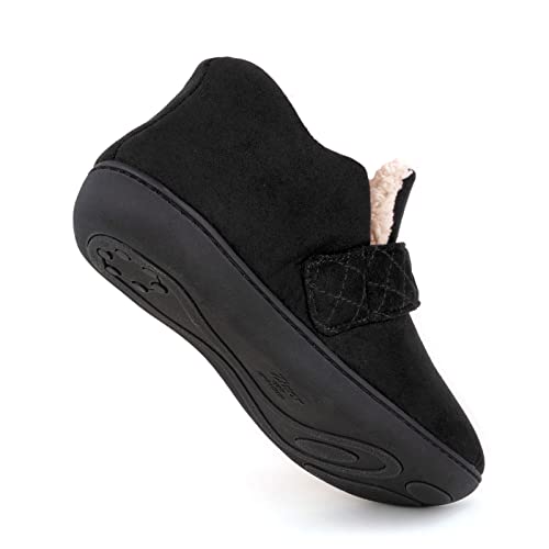Zizor Women's Adjustable House Shoes Slippers Indoor Outdoor with Memory Foam, Warm Winter Fuzzy Lined Home Slippers
