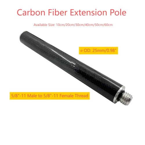 Carbon Fiber Extension Pole Rod 5/8-11 Threads Screw Mount Telescopic Pole Extender for Level GPS RTK Surveying GNSS Robot...