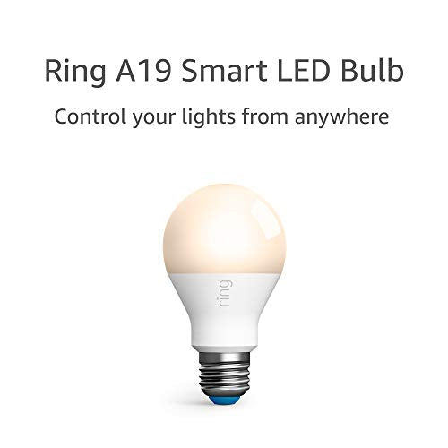 Ring A19 Smart LED Bulb — Energy-efficient with 800 lumens of white light, works with Amazon Sidewalk, White