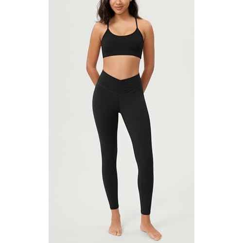 ODODOS Cloud Feeling Ruched Yoga Leggings for Women 25" / 28" High Waist Crossover Yoga Pants