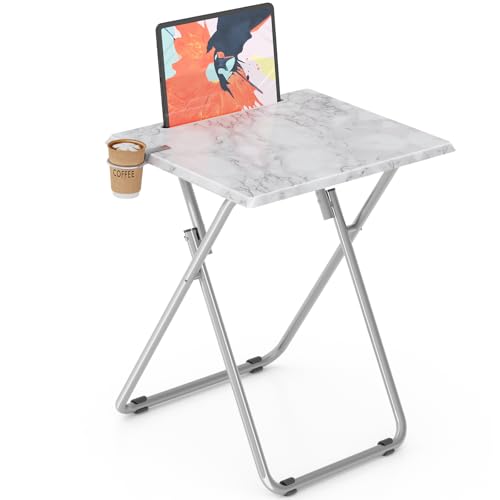 Folding TV Tray Tables, TV Dinner Trays for Eating, Portable Tv Trays with Cup Holder, Folding Tray Side Table, Foldable S...