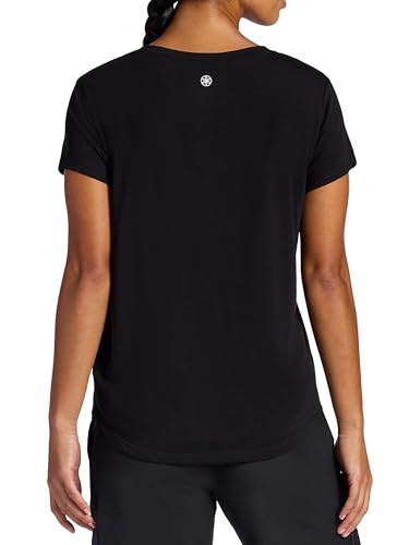 Gaiam Womens Mindful Flower Moon Crewneck T-Shirt, Relaxed Fit, Stretch Lightweight Material, Curved Hem