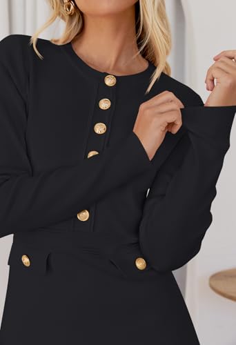 NENONA Women's 2026 Long Sleeve Fall Winter Sweater Dress Spring Fashion Button Elegant Business Casual Work Mini Dresses