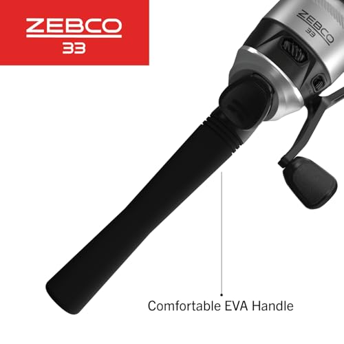 Zebco 33 Spincast Reel and Fishing Rod Combo, 6-Foot 2-Piece Fiberglass Rod with EVA Handle, Quickset Anti-Reverse Fishing...