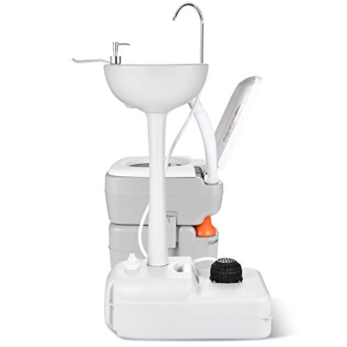 YITAHOME Portable Sink and Toilet, 17 L Hand Washing Station & 5.3 Gallon Flush Potty,for Outdoor,Camping, RV, Boat, Campe...