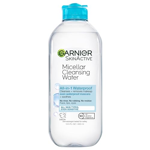 Garnier Micellar Water For Waterproof Makeup, Hydrating Facial Cleanser & Makeup Remover, Suitable for Sensitive Skin, Veg...