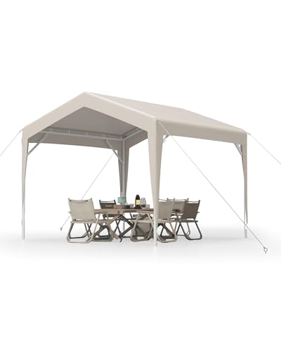 10 X 10 FT Pop Up Canopy, Outdoor Canopy Tent with Rust-Resistant Frame and Stabilizing Kit, Quick Setup Waterproof Portab...