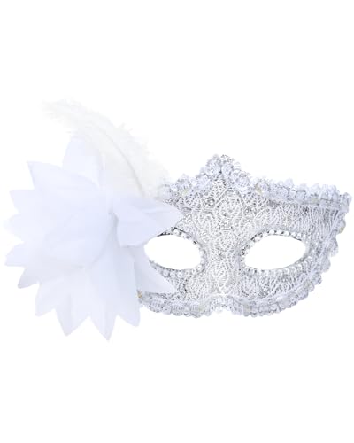 Zinniday Flower Masquerade Mask for Women - Halloween LED Eye Mask Floral Venetian Ball Lace Masks for Carnival Party