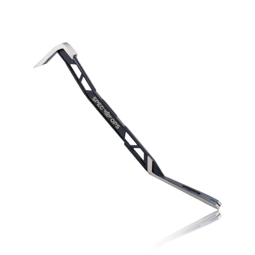 Spec Ops Tools 18" Flat Pry Bar Crowbar, Lightweight Skeletonized Design, Teardrop Nail Puller, High-Carbon Steel