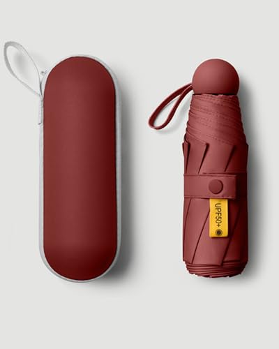 Compact Travel Umbrella - 7.5 in Folded, Lightweight Pocket Size with Case