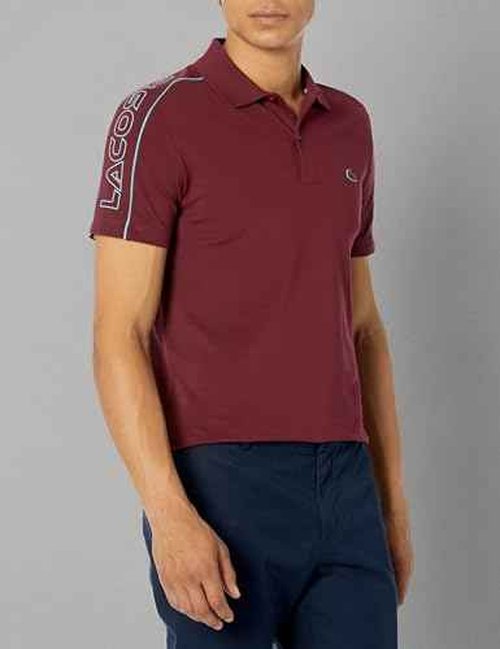 Lacoste Men's Seasonal Short Sleeve Slim Fit Branding Polo, Zin/ANSE, 4X-Large