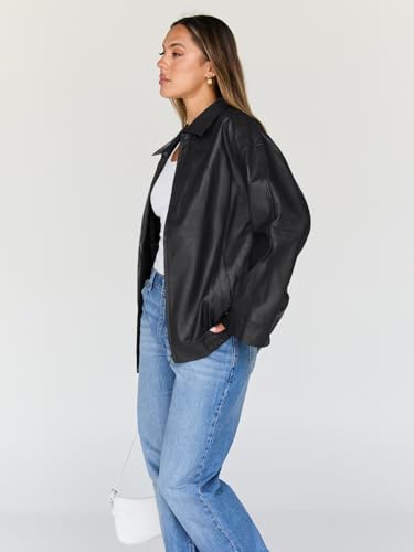 Trendy Queen Womens Leather Jacket, Oversized Going Out & Everyday Statement Piece, Bomber Jacktes Moto Coat