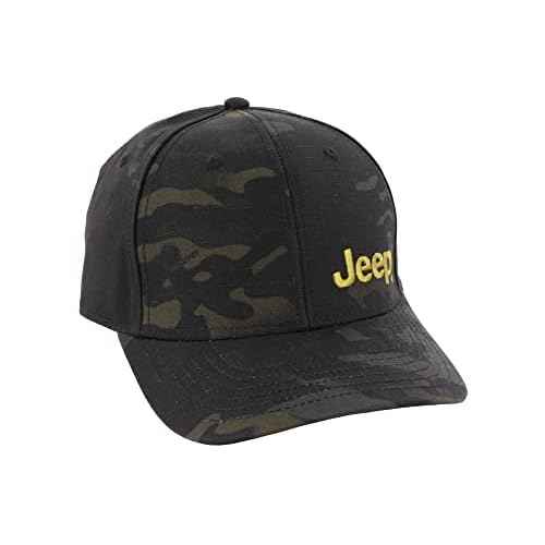 Jeep Officially Licensed Black Camo Hat | Structured Snapback Cap for Men | Ripstop Fabric
