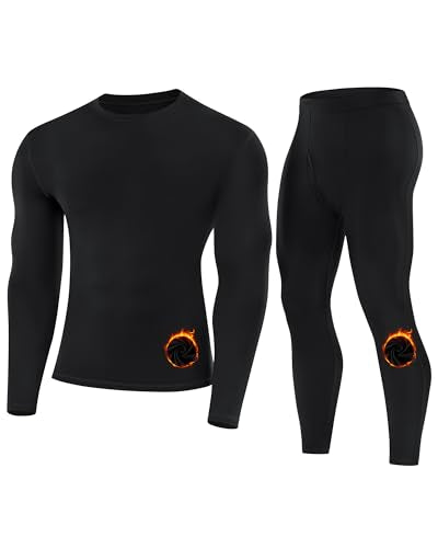 Runhit Mens Thermal Underwear Set Fleece Lined Long Johns Base Layer Top Bottom Cold Weather Gear for Hunting Running Skiing