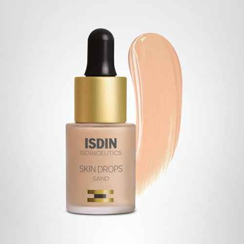 Isdinceutics Skin Drops Sand - Ultralight 12 Hour Foundation Drops in the Shade Sand, Full Coverage Liquid Makeup and Primer, 0.5 FL OZ
