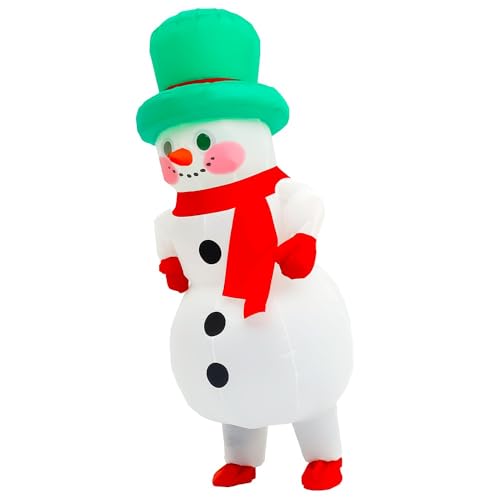 Rysotowy Inflatable Christmas Costume for Adults Funny Blow up Xmas Tree, Snowman, Santa Claus Costume Suit Xmas Outifit