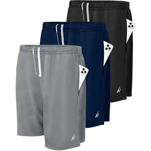 NY Threads 3 Pack Men's Athletic Shorts Quick Dry Lightweight Workout Running Gym Shorts with Pockets