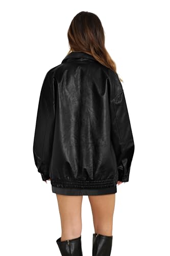 WIHOLL Womens Leather Jackets Faux Suede Oversized Fall Motorcycle Coats Fashion Winter Outfits Clothes Y2k Tops
