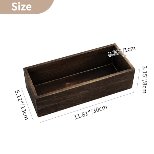 NUPTIO Wooden Box Centerpiece for Table: 2 Pcs 11.8" Long Wood Rectangle Planters - Farmhouse Flower Vase for Fall Wedding...