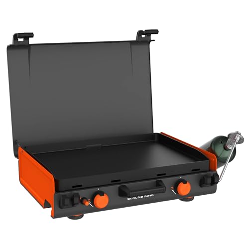 Blackstones Adventure Ready 20"x14" 2-Burner Propane Camping Griddle with Latching Hood, Portable Flat Top Grill for Outdo...