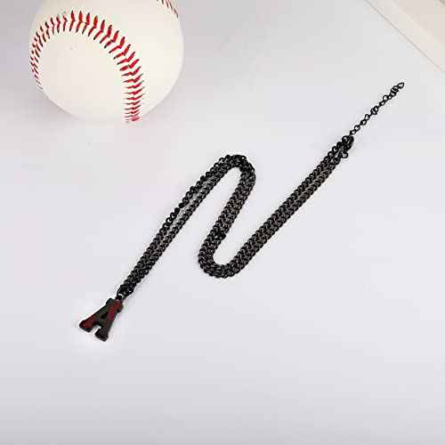 AIAINAGI Baseball Initial A-Z Letter Necklace - Men's Baseball Charm Pendant in Stainless Steel Silver Chain, 22inch Personalized Gift